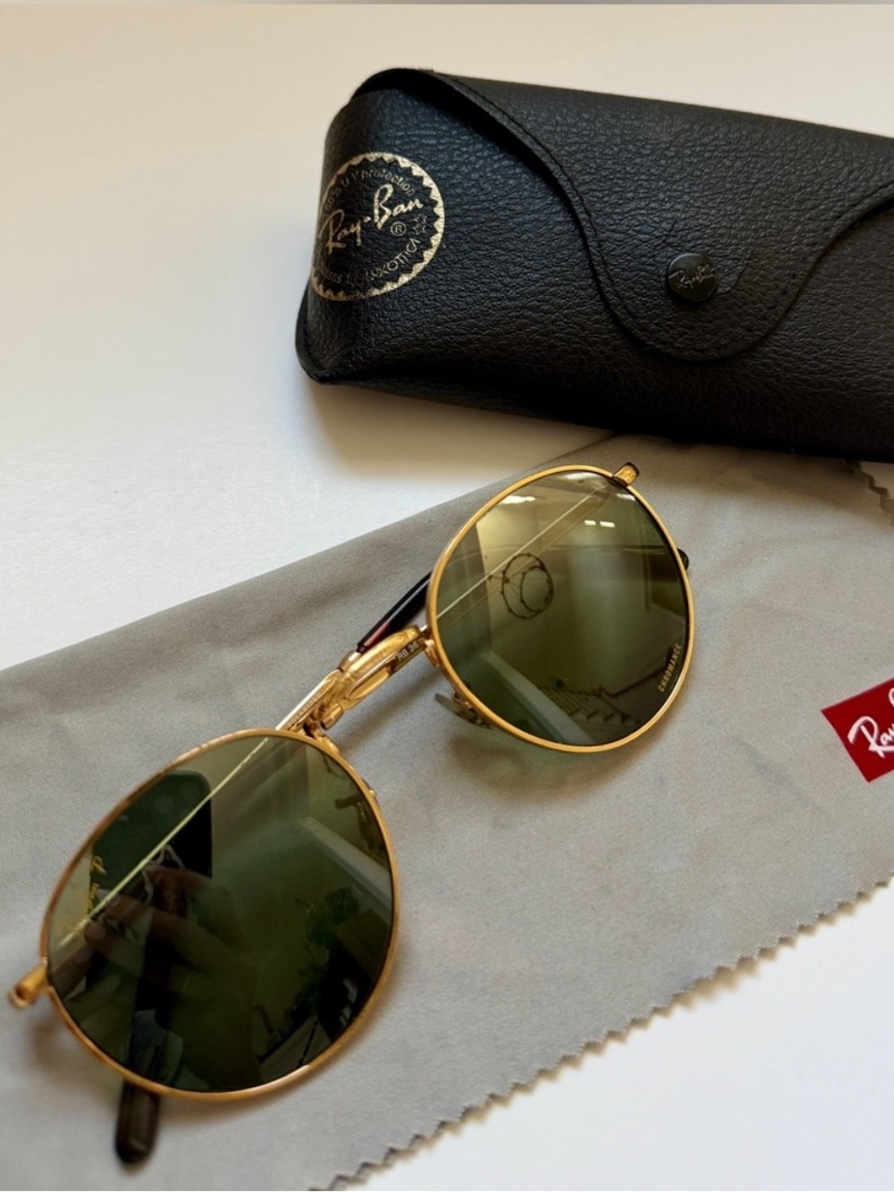 Ray-Ban RB3637 New Round Chromance Polarized Sunglasses Gold Legend Green 50mm